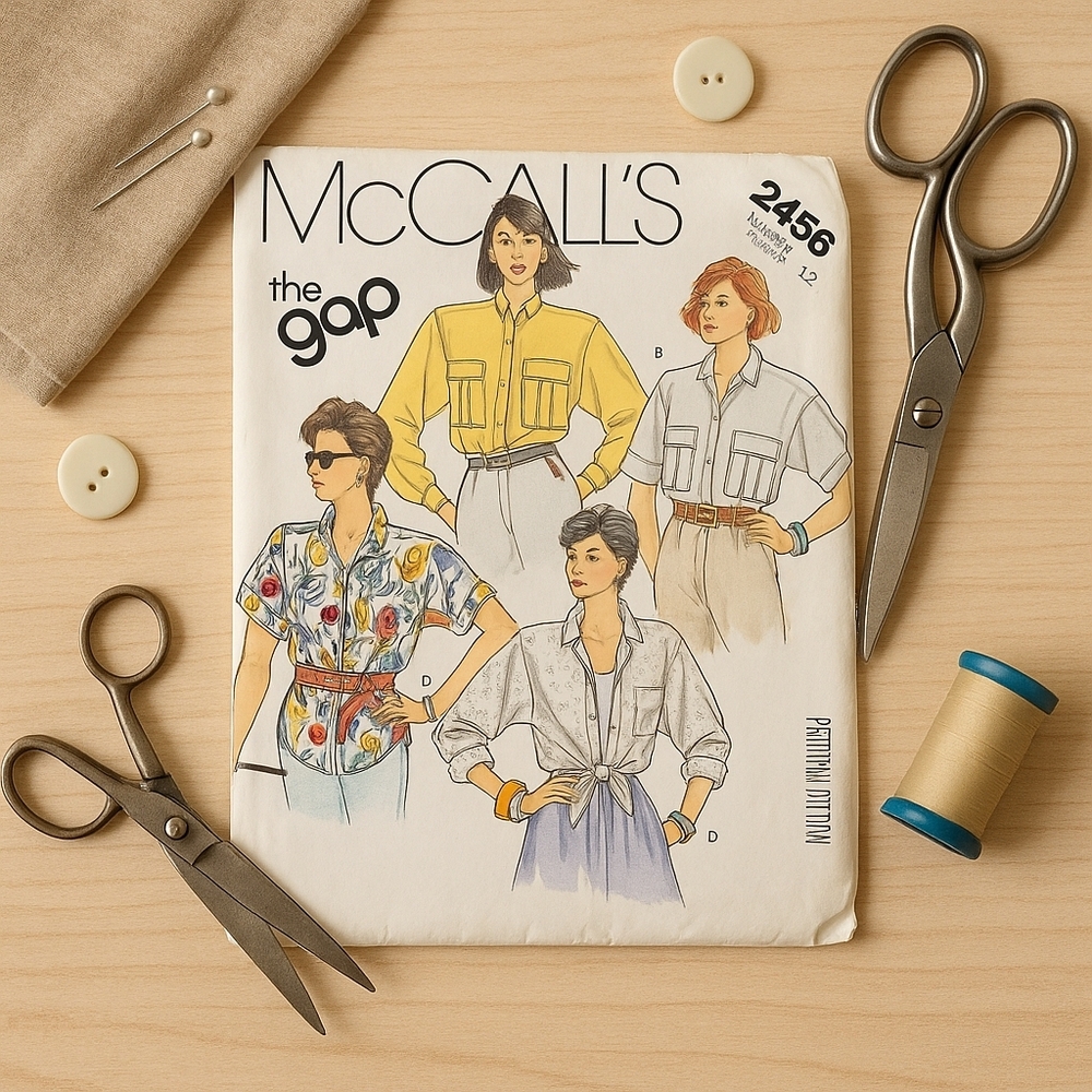 VTG McCall’s x The Gap 2456 Sewing Pattern – Size 12 – UNCUT 80s Oversized Shirt